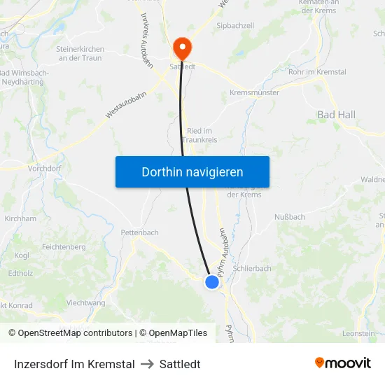 Inzersdorf Im Kremstal to Sattledt map