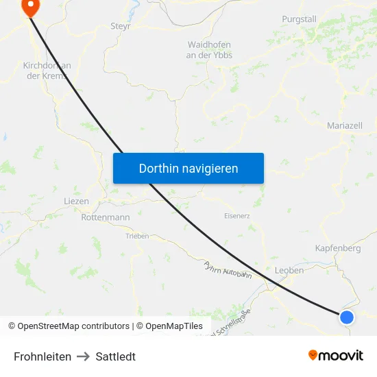 Frohnleiten to Sattledt map