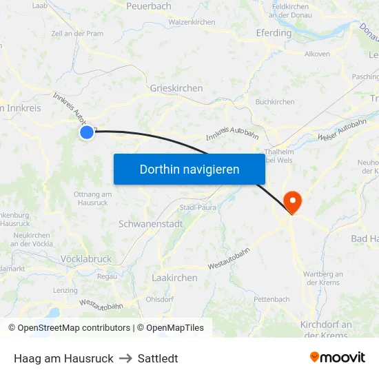 Haag am Hausruck to Sattledt map