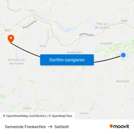 Gemeinde Frankenfels to Sattledt map