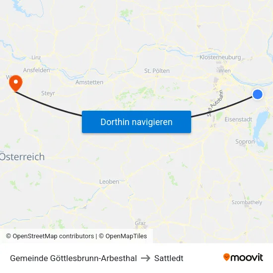 Gemeinde Göttlesbrunn-Arbesthal to Sattledt map