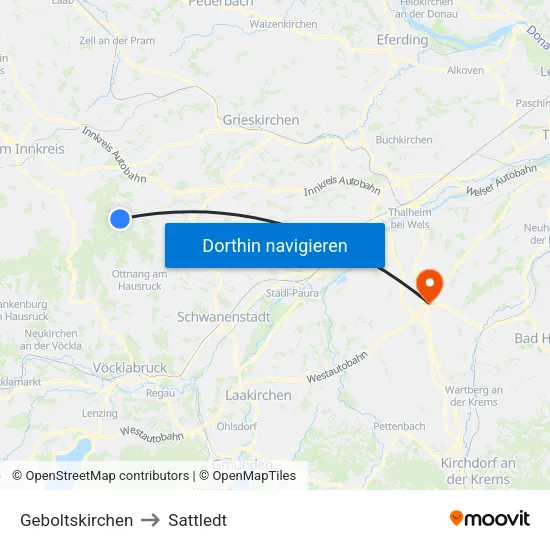 Geboltskirchen to Sattledt map