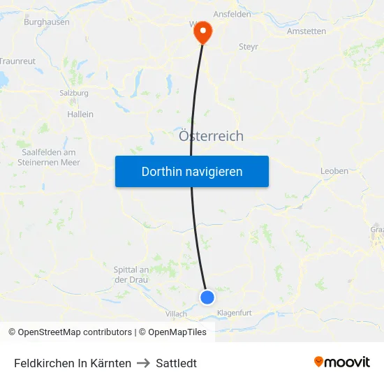 Feldkirchen In Kärnten to Sattledt map
