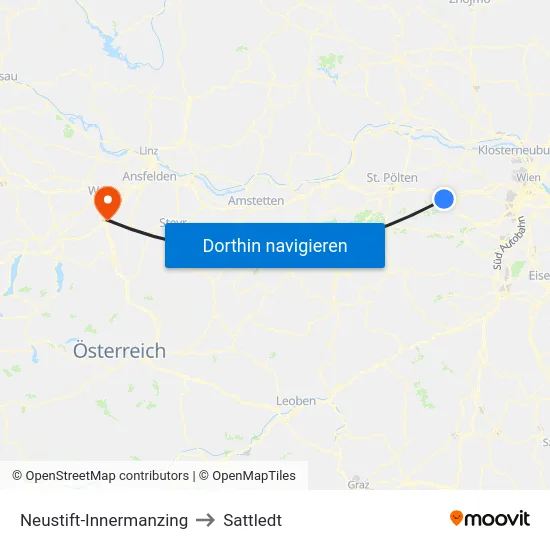 Neustift-Innermanzing to Sattledt map