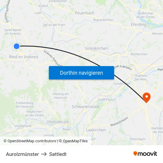 Aurolzmünster to Sattledt map