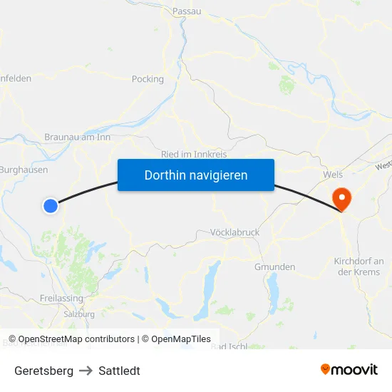 Geretsberg to Sattledt map
