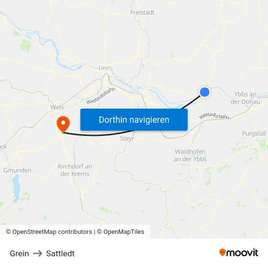 Grein to Sattledt map