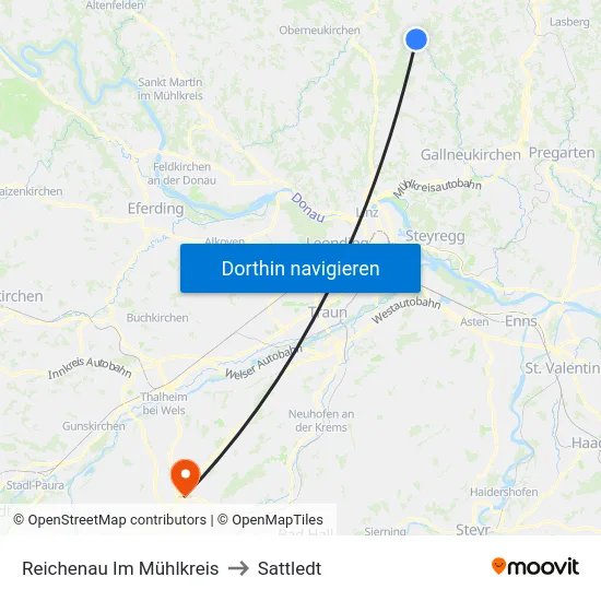 Reichenau Im Mühlkreis to Sattledt map