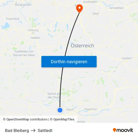 Bad Bleiberg to Sattledt map