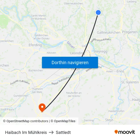 Haibach Im Mühlkreis to Sattledt map