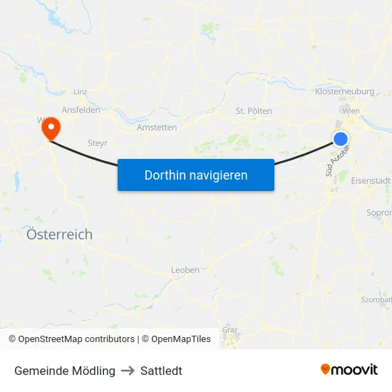 Gemeinde Mödling to Sattledt map