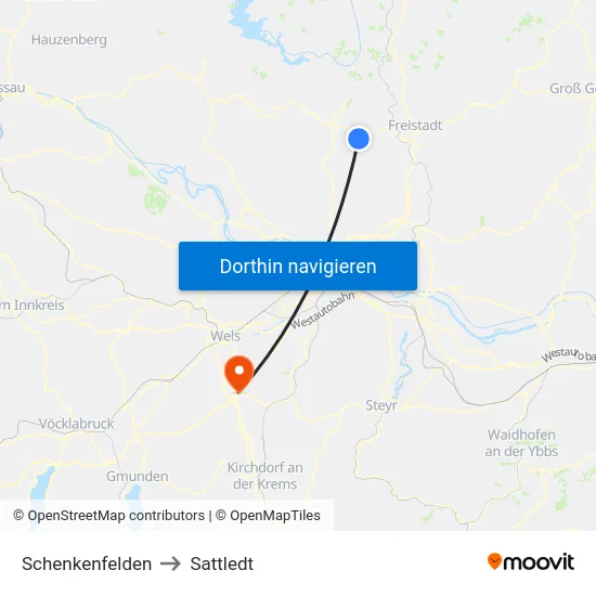 Schenkenfelden to Sattledt map