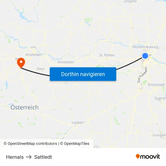 Hernals to Sattledt map