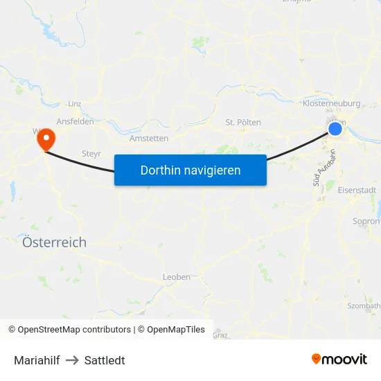 Mariahilf to Sattledt map