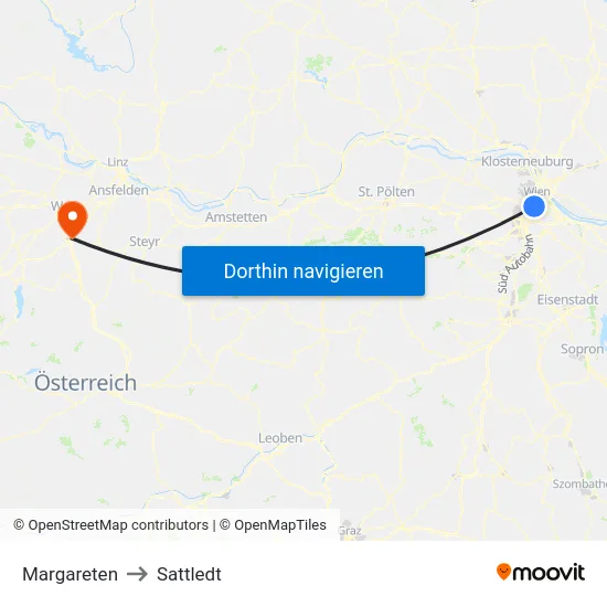 Margareten to Sattledt map