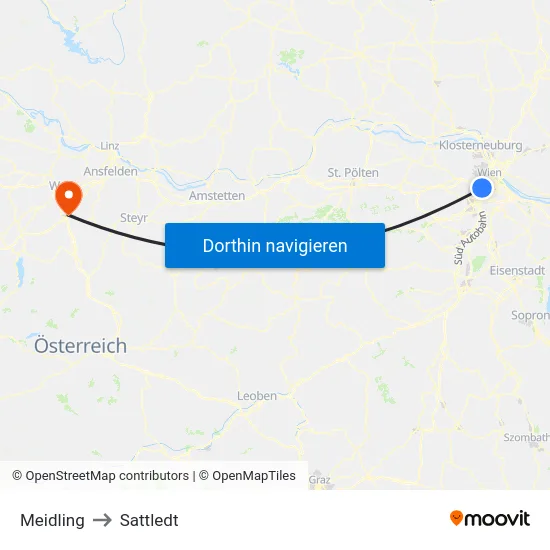 Meidling to Sattledt map