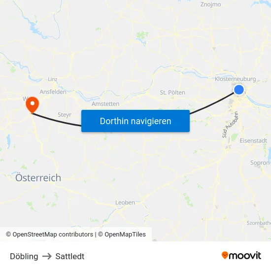 Döbling to Sattledt map