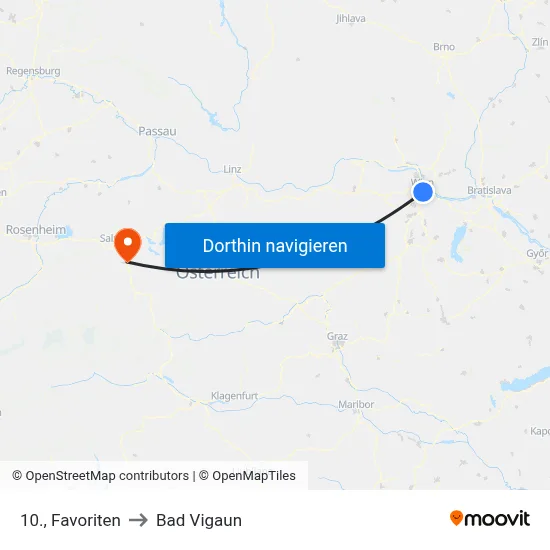 10., Favoriten to Bad Vigaun map