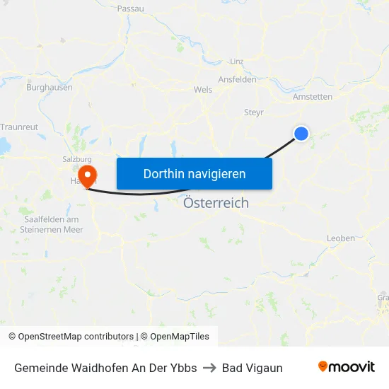 Gemeinde Waidhofen An Der Ybbs to Bad Vigaun map