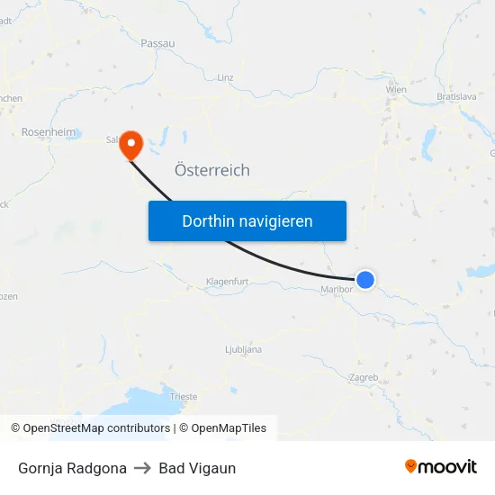 Gornja Radgona to Bad Vigaun map