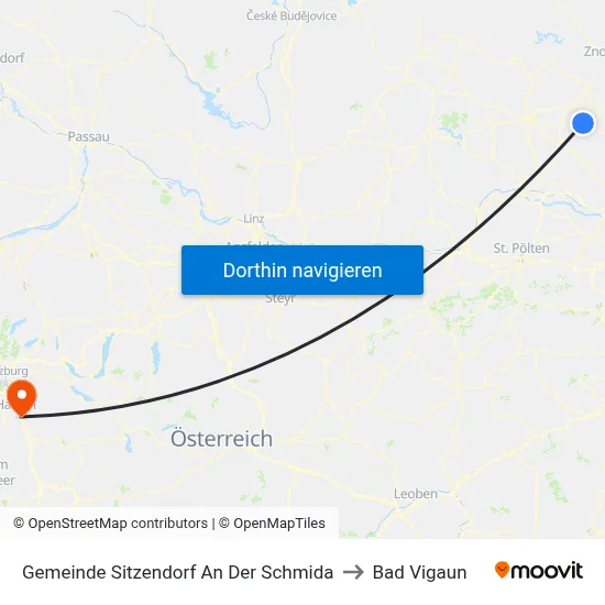 Gemeinde Sitzendorf An Der Schmida to Bad Vigaun map
