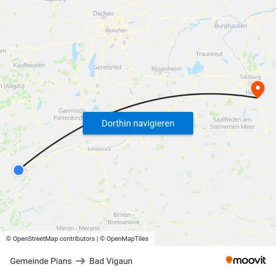Gemeinde Pians to Bad Vigaun map