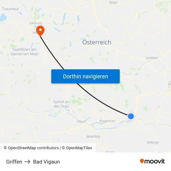 Griffen to Bad Vigaun map