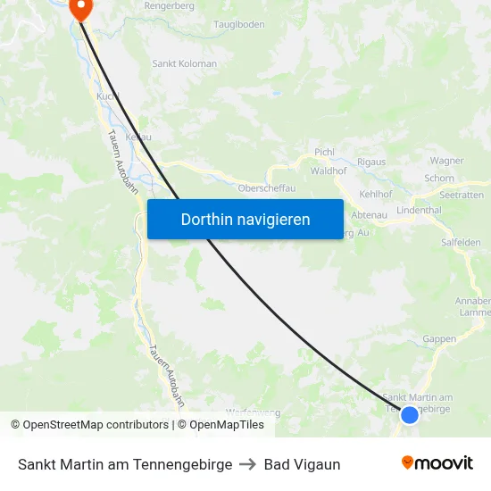 Sankt Martin am Tennengebirge to Bad Vigaun map