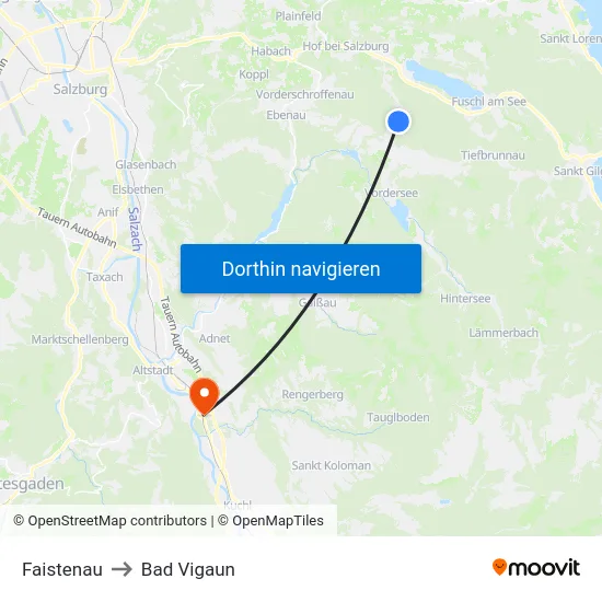 Faistenau to Bad Vigaun map