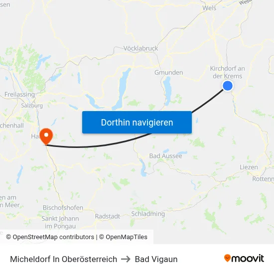 Micheldorf In Oberösterreich to Bad Vigaun map