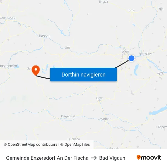 Gemeinde Enzersdorf An Der Fischa to Bad Vigaun map