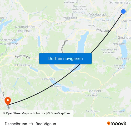 Desselbrunn to Bad Vigaun map