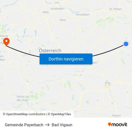 Gemeinde Payerbach to Bad Vigaun map