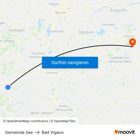 Gemeinde See to Bad Vigaun map