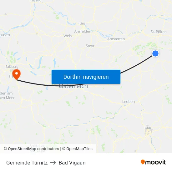 Gemeinde Türnitz to Bad Vigaun map
