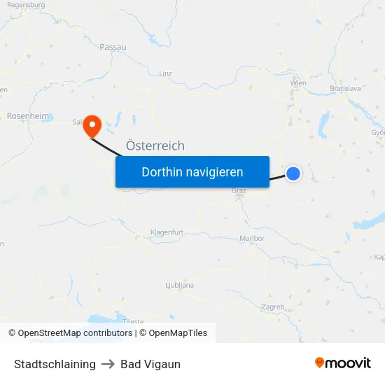 Stadtschlaining to Bad Vigaun map