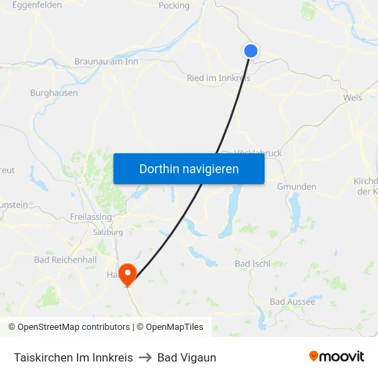 Taiskirchen Im Innkreis to Bad Vigaun map