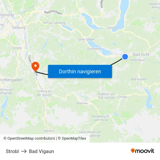 Strobl to Bad Vigaun map