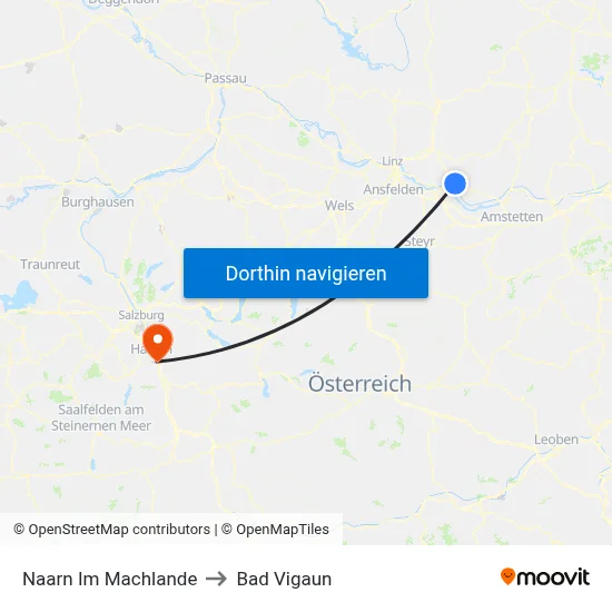 Naarn Im Machlande to Bad Vigaun map