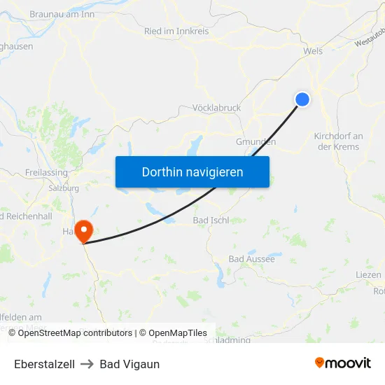 Eberstalzell to Bad Vigaun map