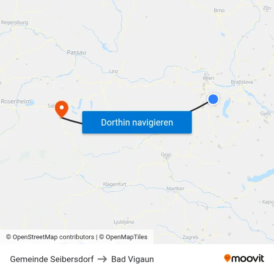 Gemeinde Seibersdorf to Bad Vigaun map