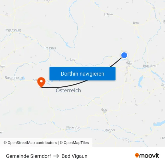 Gemeinde Sierndorf to Bad Vigaun map