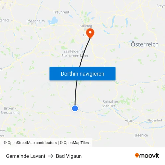 Gemeinde Lavant to Bad Vigaun map