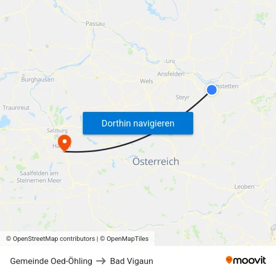Gemeinde Oed-Öhling to Bad Vigaun map