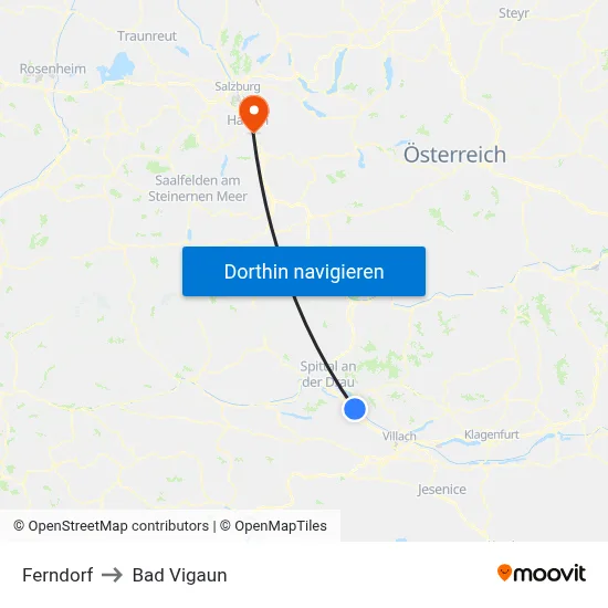 Ferndorf to Bad Vigaun map