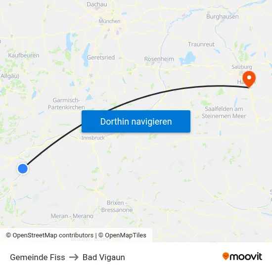 Gemeinde Fiss to Bad Vigaun map