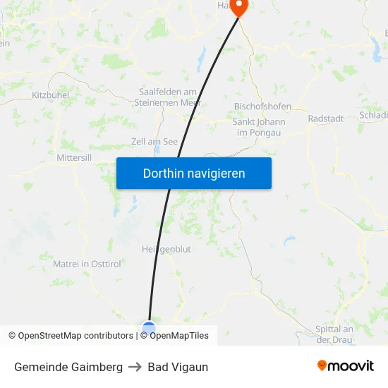 Gemeinde Gaimberg to Bad Vigaun map