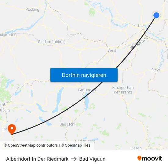 Alberndorf In Der Riedmark to Bad Vigaun map