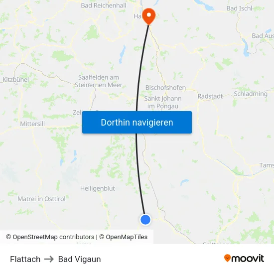 Flattach to Bad Vigaun map