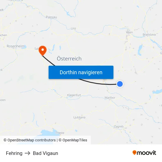 Fehring to Bad Vigaun map